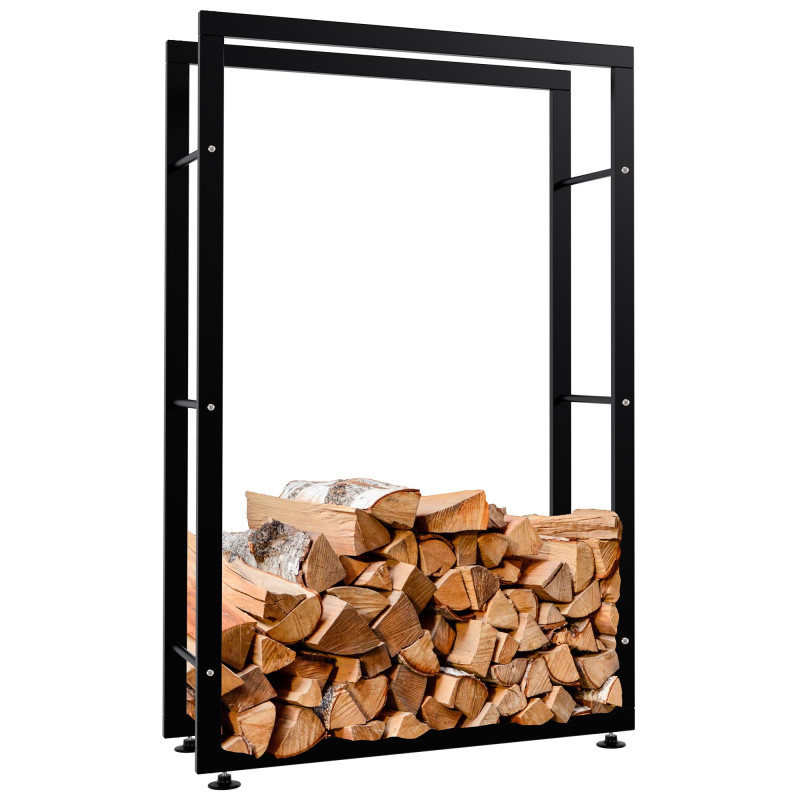 Esclusivo portalegna KERI V2 in metallo nero,25x80x125 cm