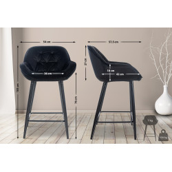 Sgabello da bar Gibson 76 in velluto nero
