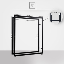 Leñero Keri de metal negro Negro,25x100x125 cm