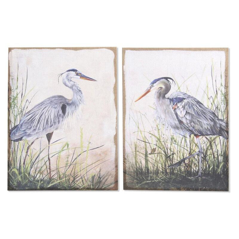 Cadre DKD Home Decor Oiseau Oriental (2 Unités) (50 x 3 x 70 cm)