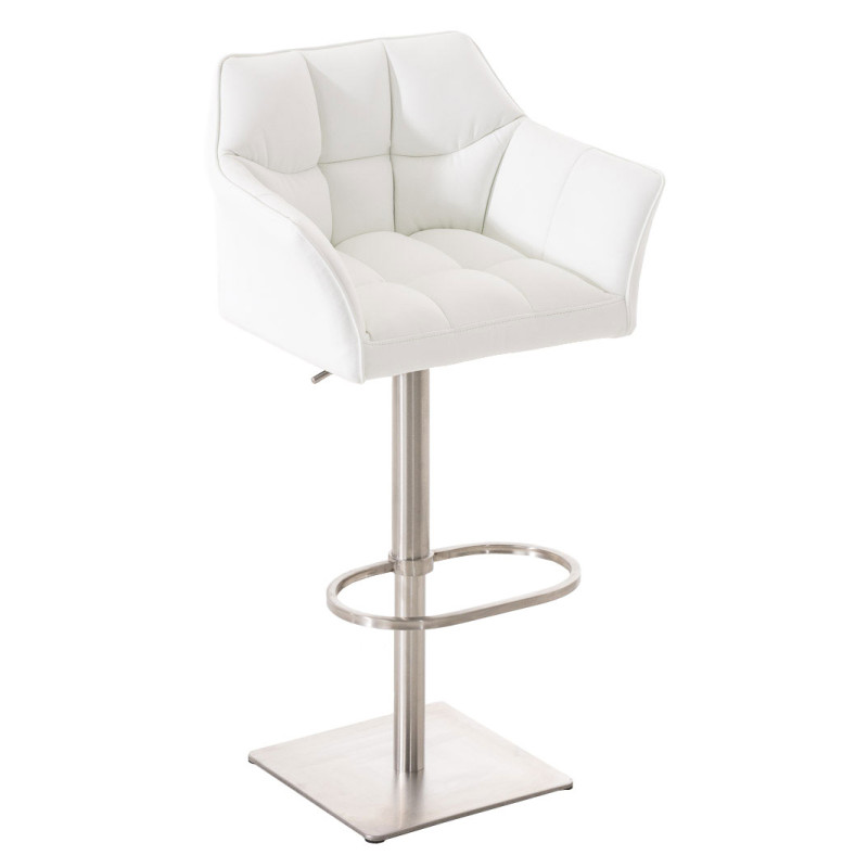 Lot de 2 tabourets de bar Damaso simili cuir acier inoxydable blanc