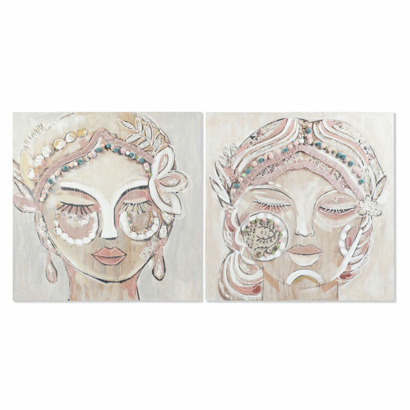 Cadre DKD Home Decor Visage Colonial (90 x 3,7 x 90 cm) (2 Unités)