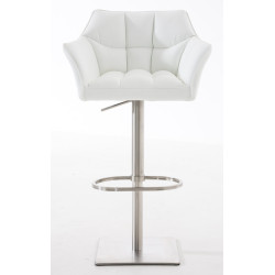 Lot de 2 tabourets de bar Damaso simili cuir acier inoxydable blanc