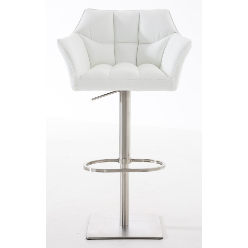 Lot de 2 tabourets de bar Damaso simili cuir acier inoxydable blanc