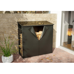 Abri à bûches + housse Ruston Aluminium XL anthracite