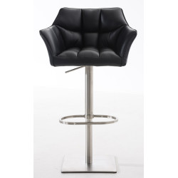 Lot de 2 tabourets de bar Damaso simili cuir acier inoxydable noir