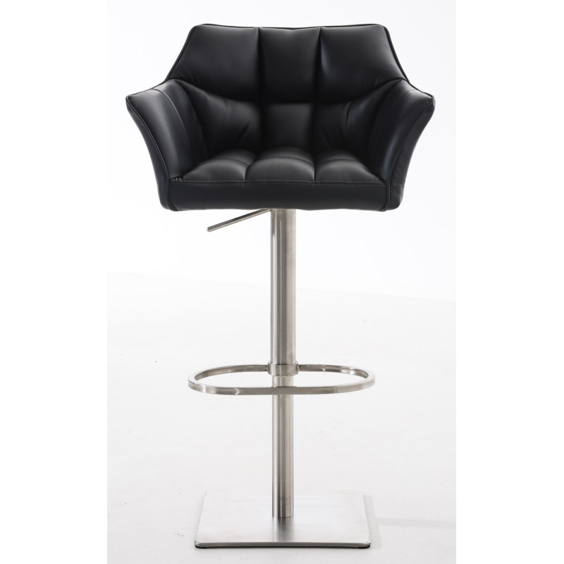 Lot de 2 tabourets de bar Damaso simili cuir acier inoxydable noir