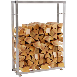 Range-bûches Keri V2 25x80x150 cm en acier inoxydable