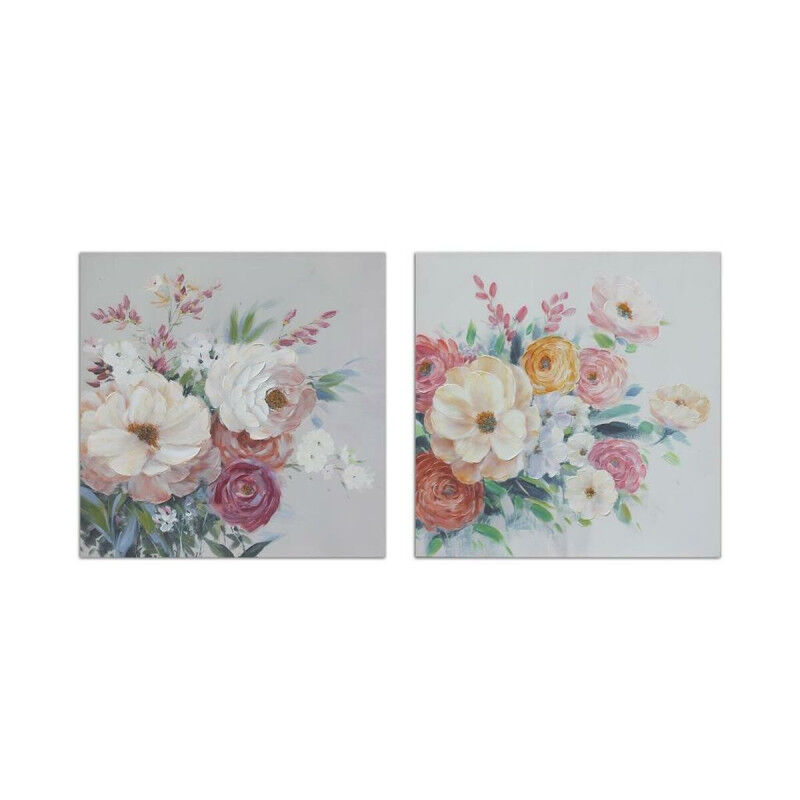 Cadre DKD Home Decor Fleurs (80 x 2,8 x 80 cm) (2 Unités)