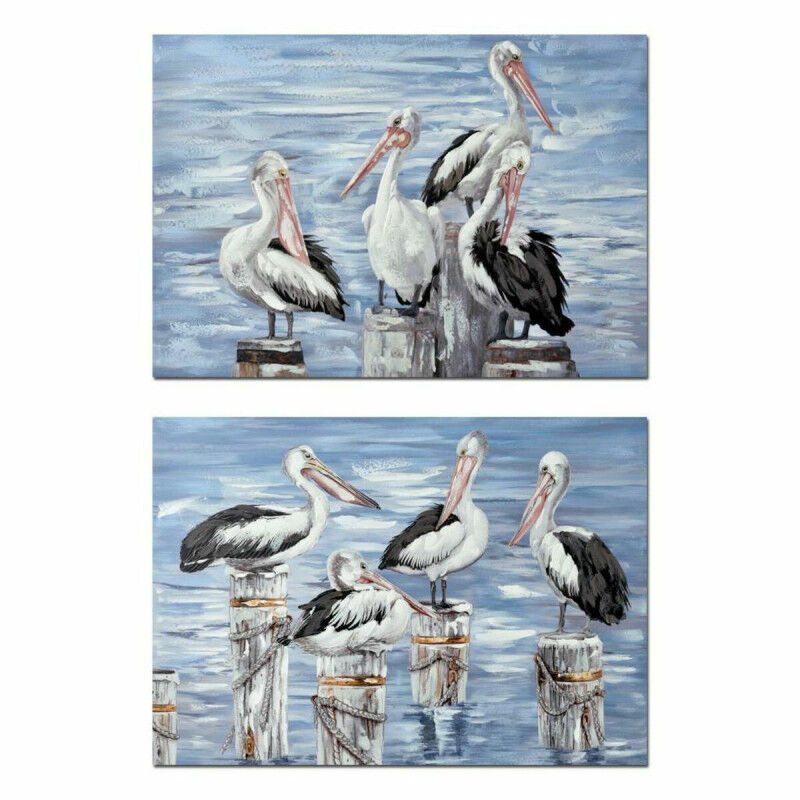 Cadre DKD Home Decor Oiseau méditerranéen (2 Unités) (100 x 3 x 70 cm)