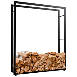 Esclusivo portalegna KERI V2 in metallo nero,25x125x150 cm