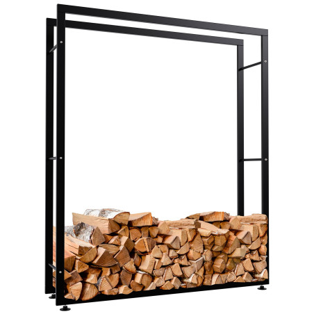 Esclusivo portalegna KERI V2 in metallo nero,25x125x150 cm