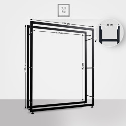 Esclusivo portalegna KERI V2 in metallo nero,25x125x150 cm