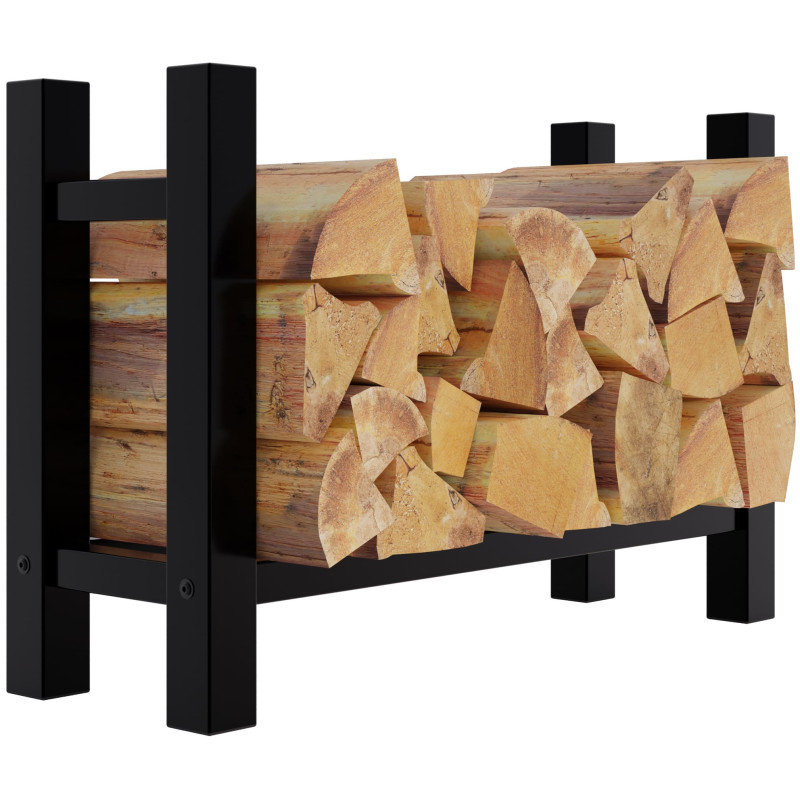 Porta legna da ardere Medya nero angolare,30x80x60 cm