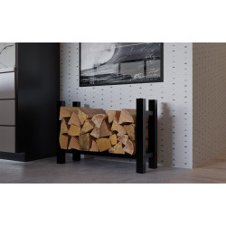 Leñero Medya de metal negro Cuadrada,30x80x60 cm