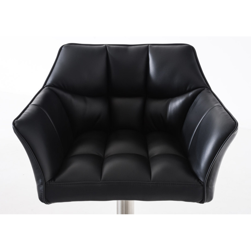 Lot de 2 tabourets de bar Damaso simili cuir acier inoxydable noir