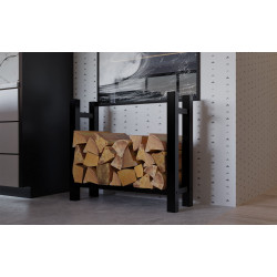 Étagère à bûches carrée Medya 30x80x80 cm noire