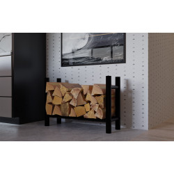 Porta legna da ardere Medya nero rotondo,30x80x60 cm