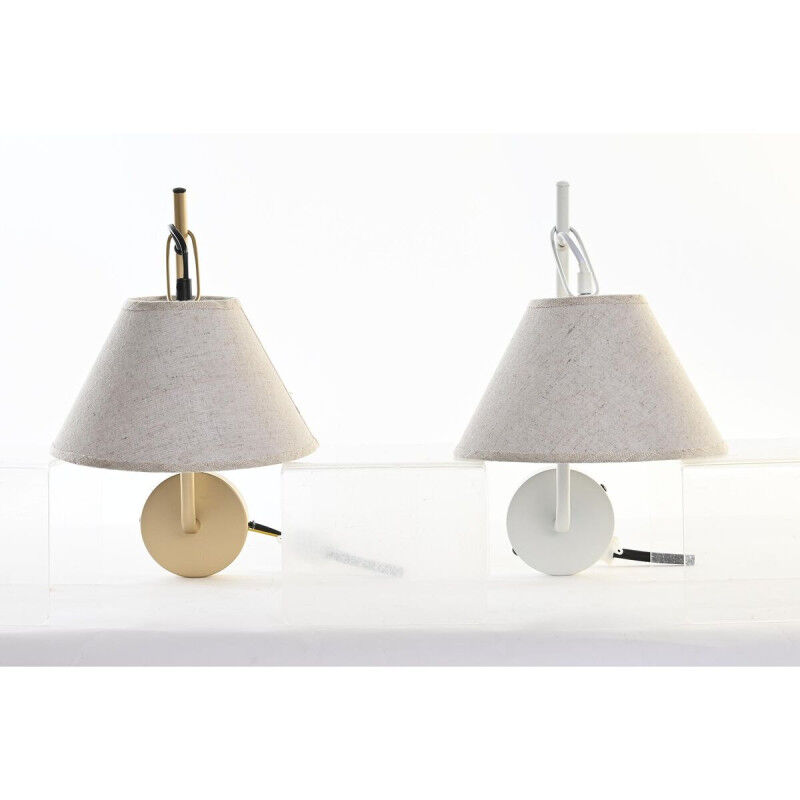 Applique DKD Home Decor Doré Métal Lin Blanc 50 W Moderne (22 x 32 x 37 cm) (2 Unités)