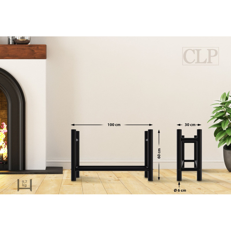 Râtelier à bûches rond Medya 30x100x60 cm noir