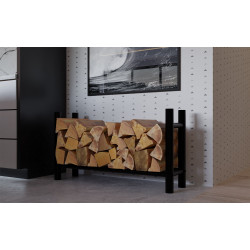 Leñero Medya de metal negro Redonda,30x100x60 cm