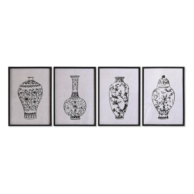 Cadre DKD Home Decor Sapin Verre Vase (50 x 70 x 2,5 cm) (4 Unités)