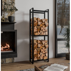 Soporte para leña Morson Negro,25x50x150