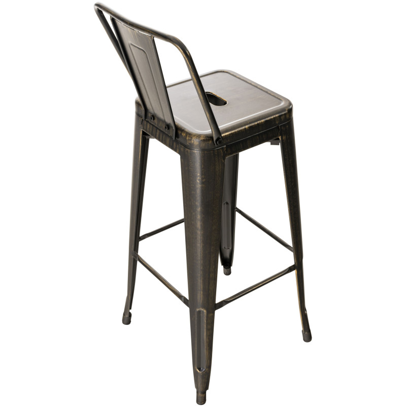 Tabouret de bar antique Mason noir et or