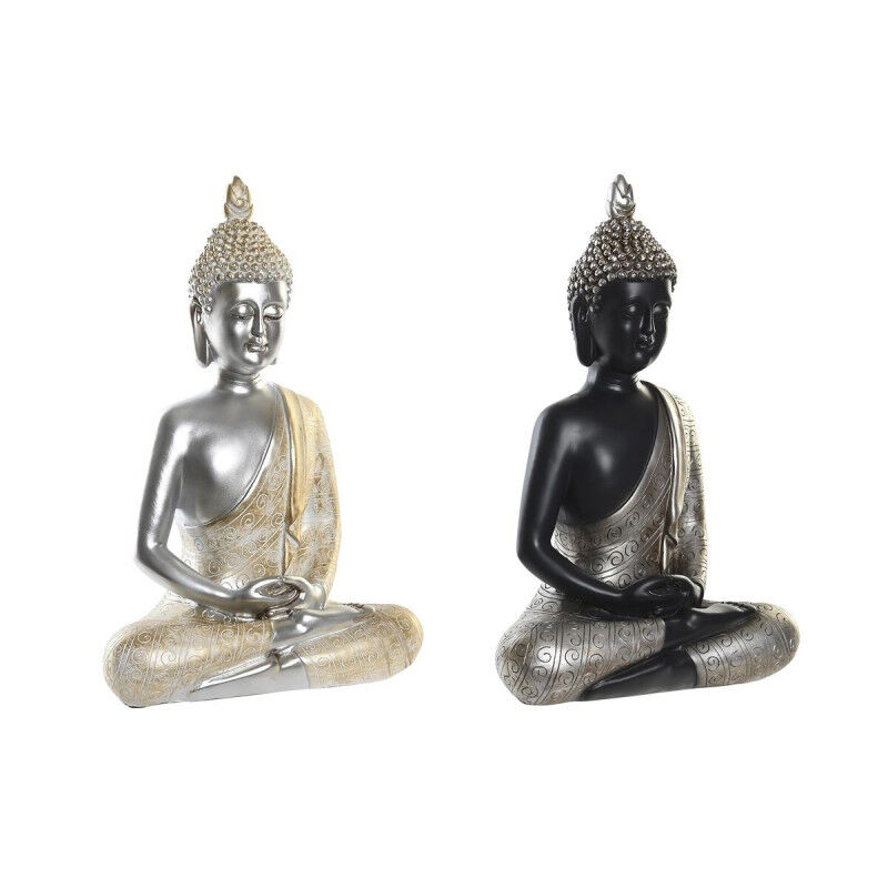 Figurine Décorative DKD Home Decor Argenté Noir Doré Buda Résine Oriental (26 x 15 x 40 cm) (2 Unités)