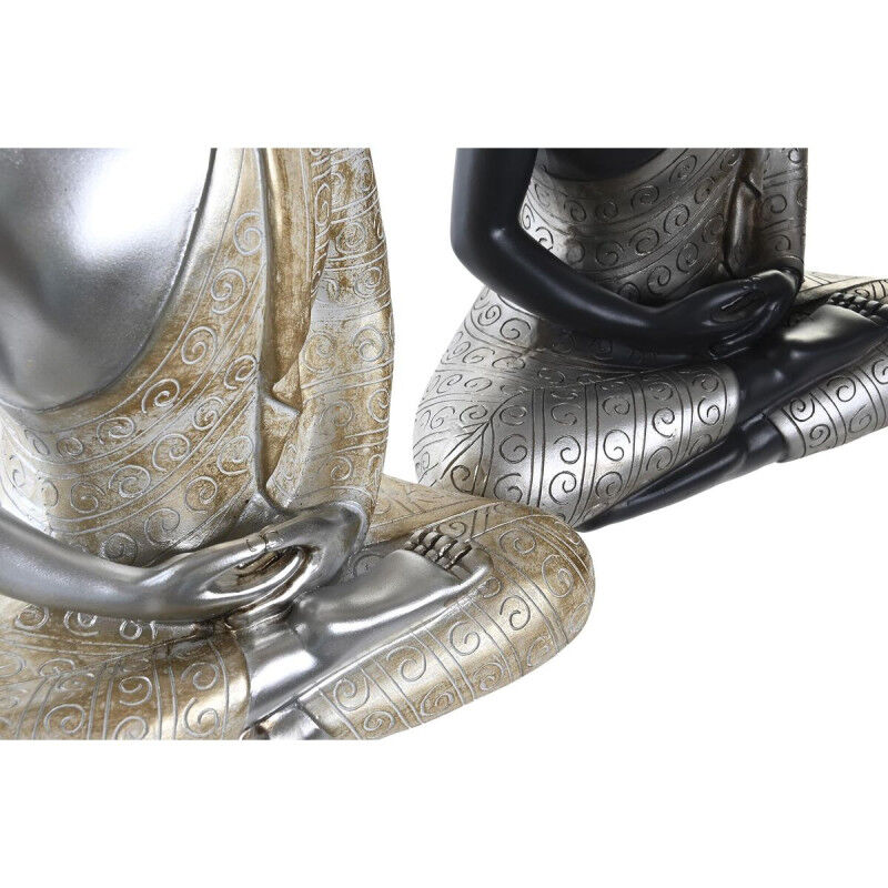 Figurine Décorative DKD Home Decor Argenté Noir Doré Buda Résine Oriental (26 x 15 x 40 cm) (2 Unités)