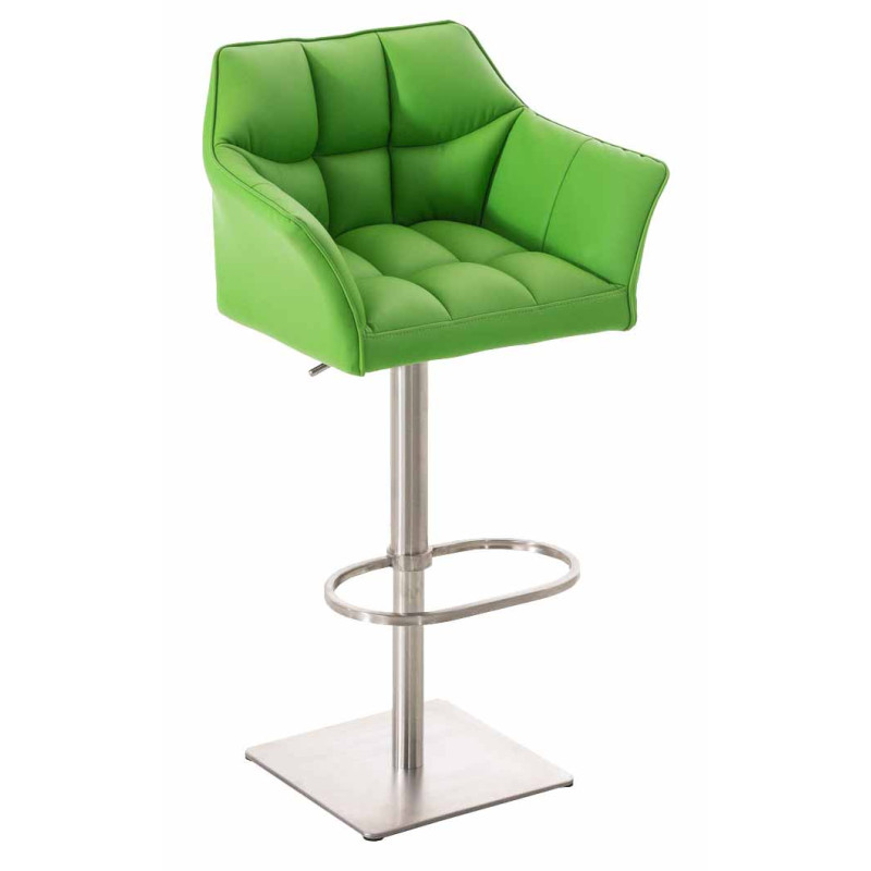Lot de 2 tabourets de bar Damaso simili cuir acier inoxydable vert