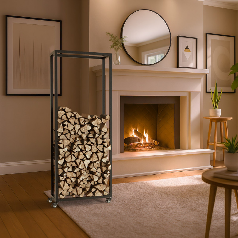 Range-bûches Hilta 25x60x150 cm noir