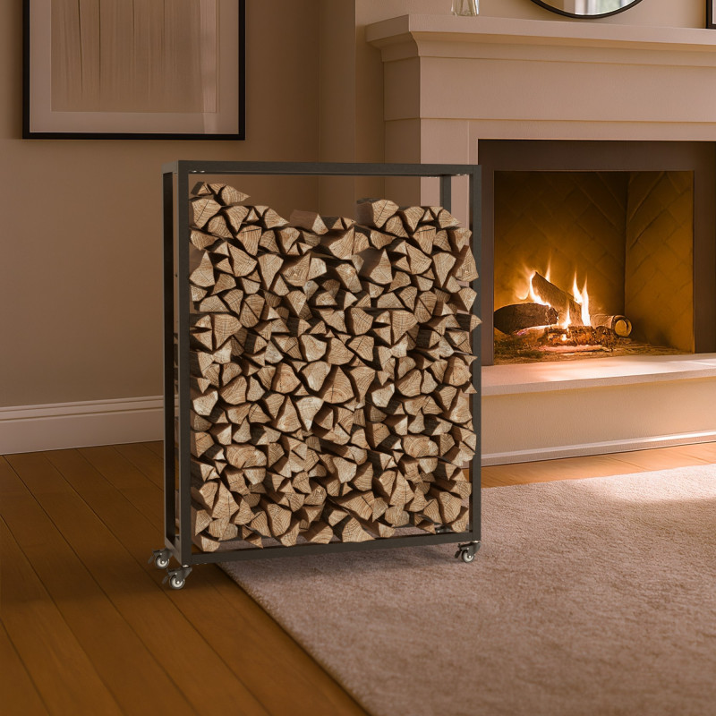 Range-bûches Hilta 25x80x100 cm noir