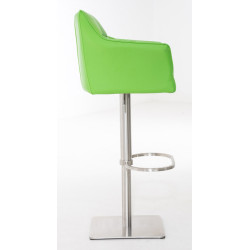 Lot de 2 tabourets de bar Damaso simili cuir acier inoxydable vert