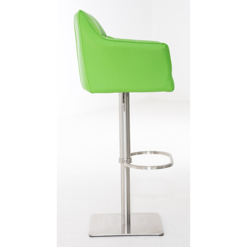 Lot de 2 tabourets de bar Damaso simili cuir acier inoxydable vert