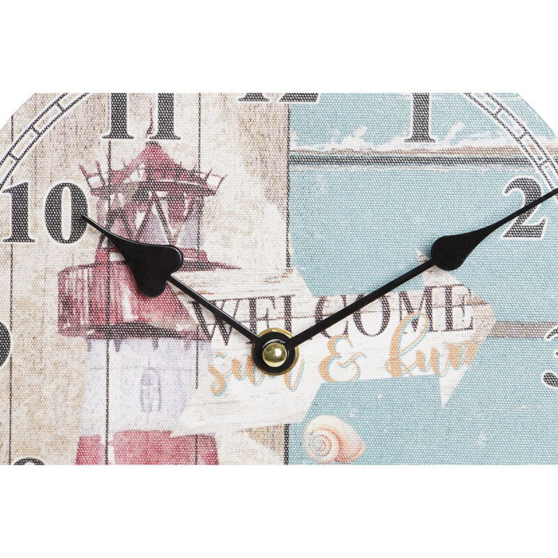 Horloge Murale DKD Home Decor Multicouleur Phare Bois MDF méditerranéen (2 Unités) (20 x 3 x 20 cm)