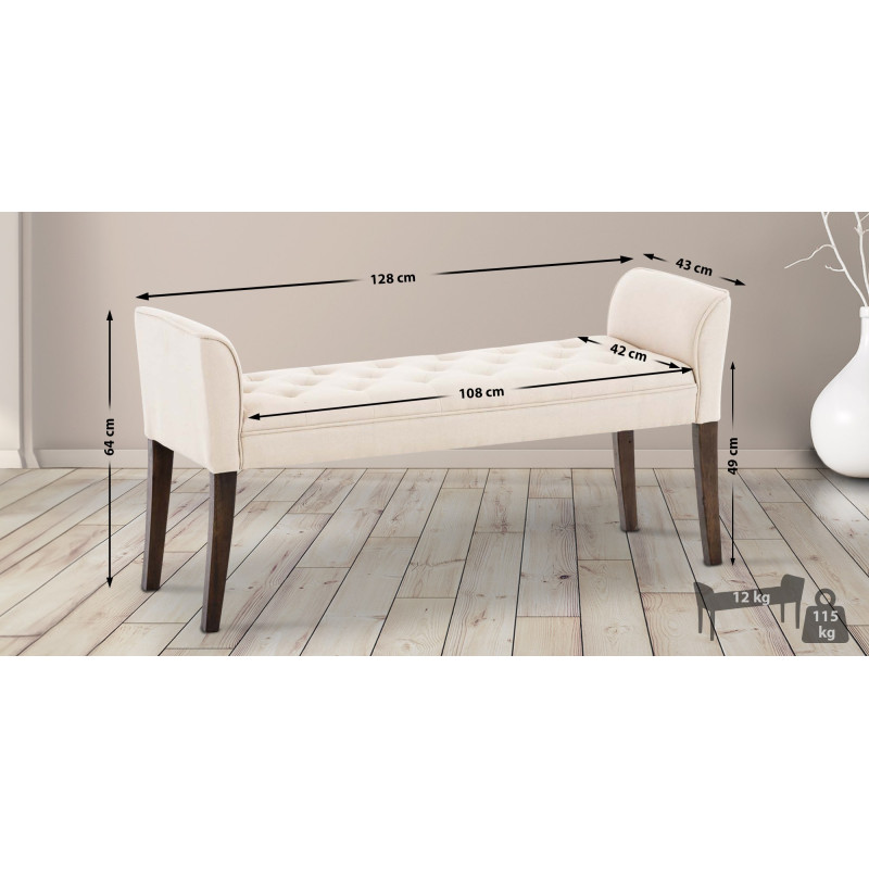 Chaise Longue Cleopatra Tapizado en Tela Crema,Antiguo oscuro