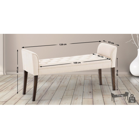 Banquette Cléopâtre, crème foncé antique