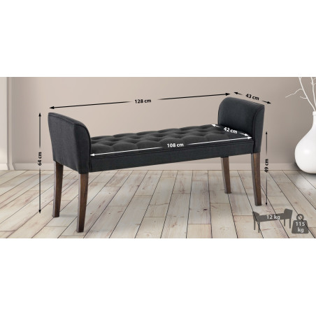 Chaise Longue Cleopatra Tapizado en Tela Gris oscuro,Antiguo oscuro