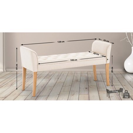 Banquette Cléopâtre, crème clair antique