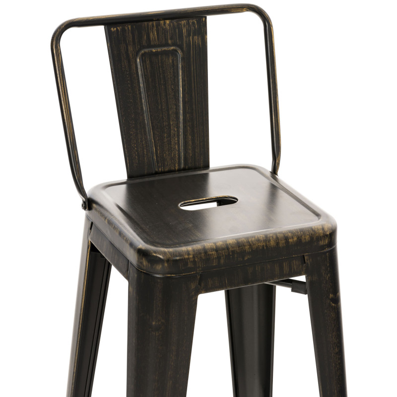 Tabouret de bar antique Mason noir et or
