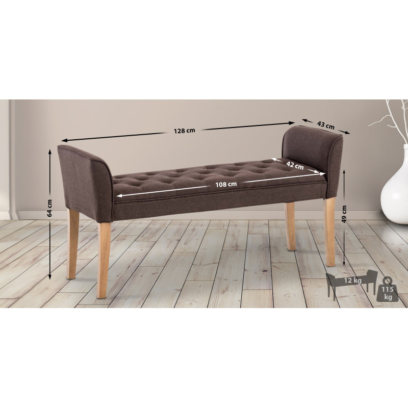 Banquette Cléopâtre, marron clair antique