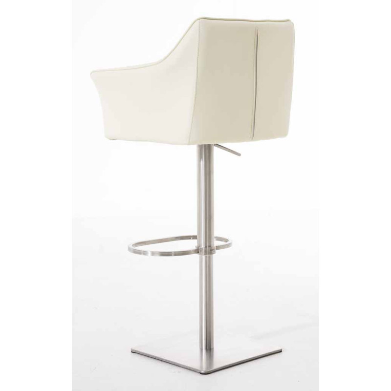 Lot de 2 tabourets de bar Damaso simili cuir acier inoxydable crème