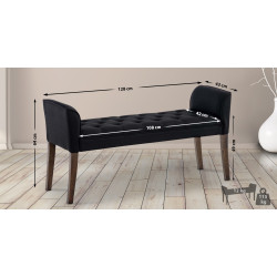 Chaise Longue Cleopatra Tapizado en Tela Negro,Antiguo oscuro