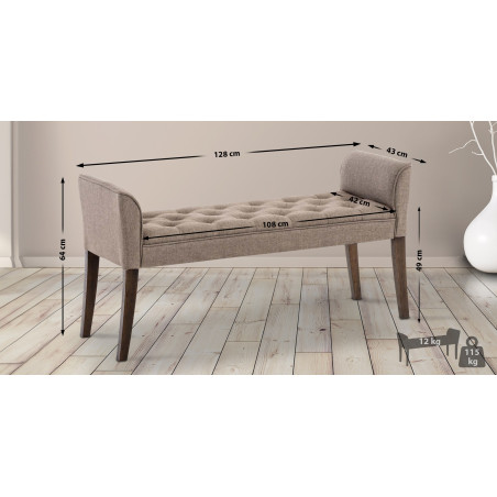 Chaise Longue Cleopatra Tapizado en Tela Gris topo,Antiguo oscuro