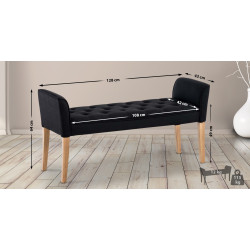 Chaise Longue Cleopatra Tapizado en Tela Negro,Antiguo claro
