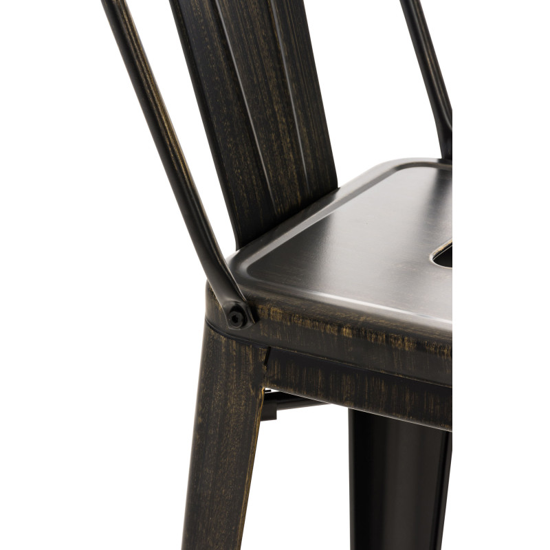 Tabouret de bar antique Mason noir et or