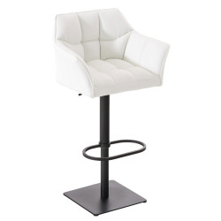 Lot de 2 tabourets de bar Damaso, simili cuir blanc