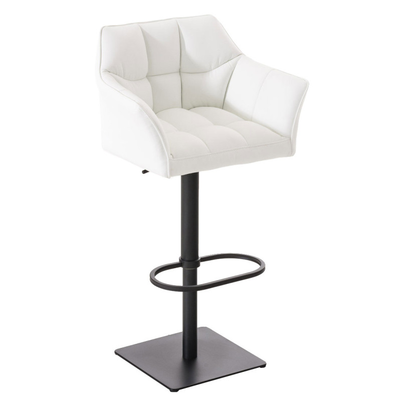 Lot de 2 tabourets de bar Damaso, simili cuir blanc