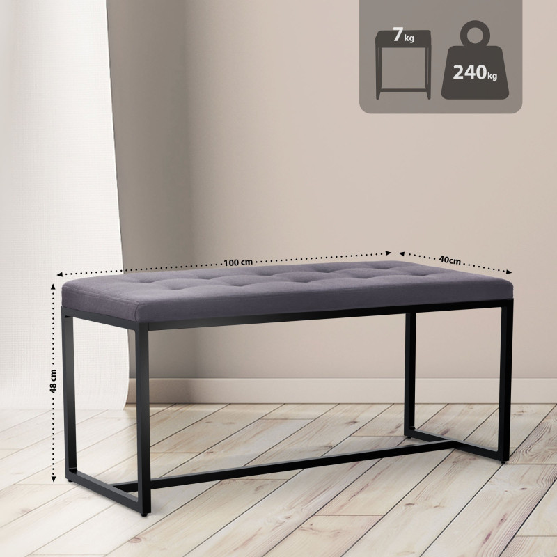 Banquette Barci B, tissu gris foncé